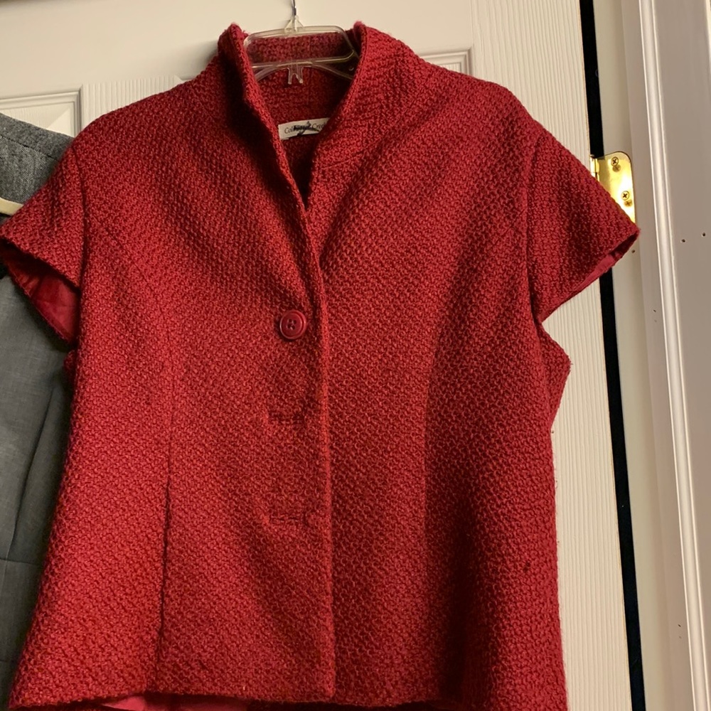 Womens boiled wool vest with cap type sleeves dressy